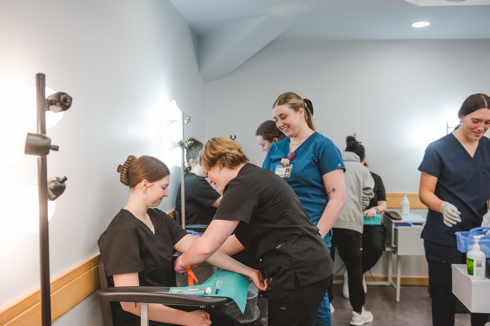 Students preparing to draw blood